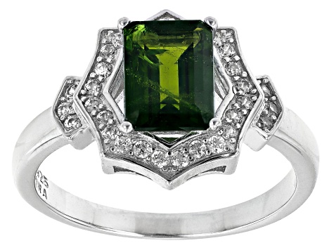 Pre-Owned Green Chrome Diopside Rhodium Over Sterling Silver Ring 1.76ctw