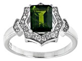 Pre-Owned Green Chrome Diopside Rhodium Over Sterling Silver Ring 1.76ctw