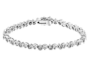 Pre-Owned White Diamond Rhodium Over Sterling Silver Tennis Bracelet 0.25ctw