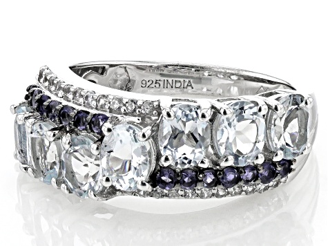 Pre-Owned Blue Aquamarine Rhodium Over Sterling Silver Ring 2.52ctw
