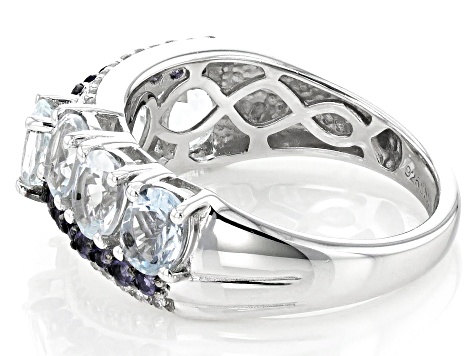 Pre-Owned Blue Aquamarine Rhodium Over Sterling Silver Ring 2.52ctw