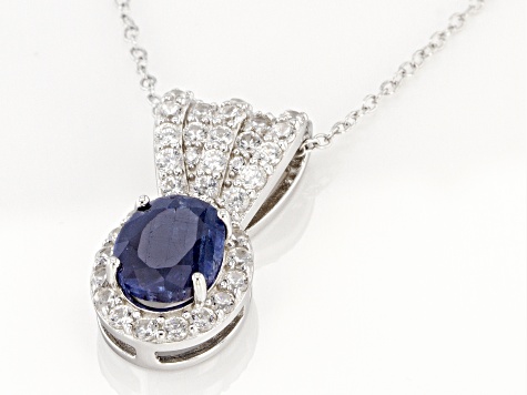Pre-Owned Mahaleo® Blue Sapphire Rhodium Over Sterling Silver Pendant with Chain 2.75ctw
