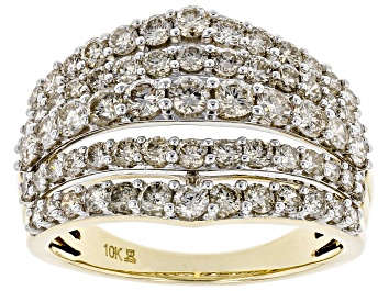 Picture of Pre-Owned Candlelight Diamonds™ 10k Yellow Gold Multi-Row Ring 2.00ctw