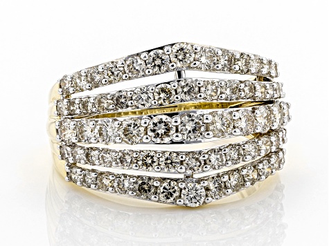 Pre-Owned Candlelight Diamonds™ 10k Yellow Gold Multi-Row Ring 2.00ctw