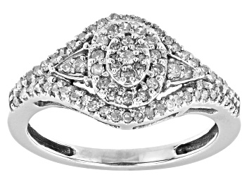 Picture of Pre-Owned White Diamond 10k White Gold Cluster Ring 0.50ctw