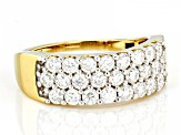 Pre-Owned Moissanite 14k Yellow Gold Over Silver Multi Row Ring 1.25ctw DEW
