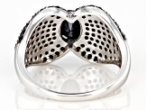 Pre-Owned Black Spinel Rhodium Over Sterling Silver Ring 2.00ctw