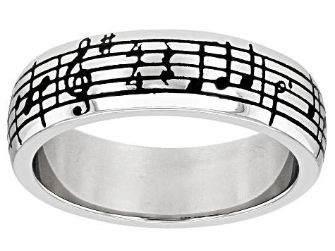 Pre-Owned Sterling Silver "Danny Boy" Music Sheet Unisex Band Ring