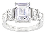 Pre-Owned White Cubic Zirconia Rhodium Over Sterling Silver Ring (DEW 4.18 ctw)