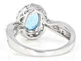 Pre-Owned Swiss Blue Topaz Rhodium Over Sterling Silver Ring 2.19ctw