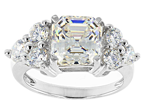 Pre-Owned Fabulite Strontium Titanate rhodium over sterling silver ring 4.69ctw.