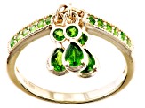 Pre-Owned Green Chrome Diopside 18k Yellow Gold Over Silver Charm Ring 0.72ctw