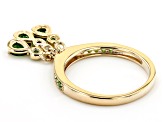 Pre-Owned Green Chrome Diopside 18k Yellow Gold Over Silver Charm Ring 0.72ctw