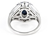Pre-Owned Blue Star Sapphire Rhodium Over Silver Ring 1.16ctw