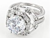 Pre-Owned White Cubic Zirconia Platinum Over Sterling Silver 2 Ring Set 8.23ctw