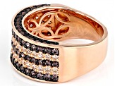 Pre-Owned Champagne And Mocha Cubic Zirconia 18k Rose Gold Over Sterling Silver Ring 3.05ctw