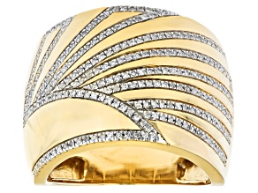 Pre-Owned White Diamond 14k Yellow Gold Over Sterling Silver Wide Band Ring 0.30ctw