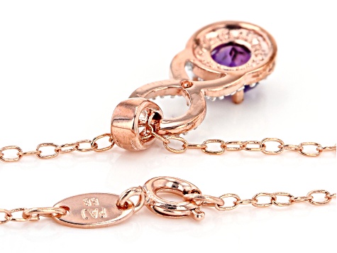 Pre-Owned Purple Amethyst 18K Rose Gold Over Bronze Pendant with Chain. 0.65ctw
