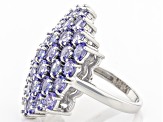 Pre-Owned Blue Tanzanite Rhodium Over Sterling Silver Cluster Ring. 5.60ctw