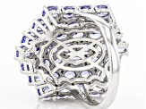 Pre-Owned Blue Tanzanite Rhodium Over Sterling Silver Cluster Ring. 5.60ctw