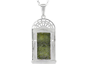 Pre-Owned Green Connemara Marble Silver Pendant With Chain