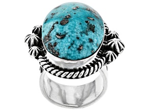 Pre-Owned Turquoise Hand-Crafted Silver Solitaire Ring