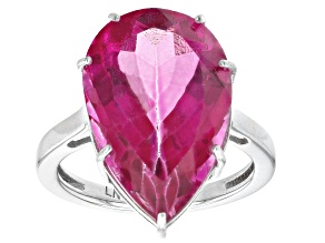 Pre-Owned Pink Topaz Rhodium Over Sterling Silver Solitaire Ring 14.00ct