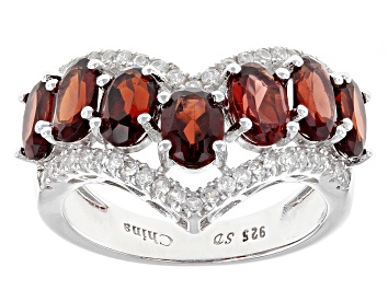 Picture of Pre-Owned Red Garnet Rhodium Over Sterling Silver Ring 4.17ctw