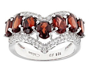 Pre-Owned Red Garnet Rhodium Over Sterling Silver Ring 4.17ctw