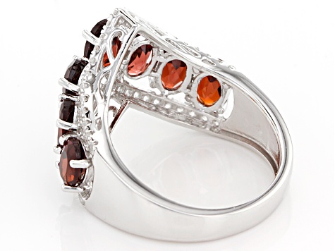 Pre-Owned Red Garnet Rhodium Over Sterling Silver Ring 4.17ctw