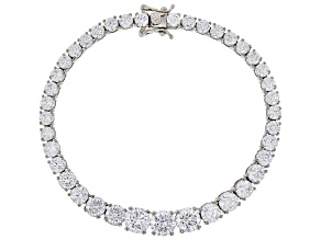 Pre-Owned White Cubic Zirconia Platinum Over Sterling Silver Tennis Bracelet 20.85ctw