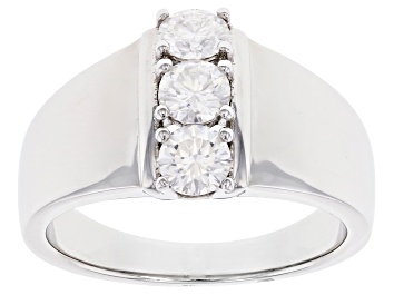 Picture of Pre-Owned Moissanite Platineve(R) 3-Stone Ring .69ctw DEW