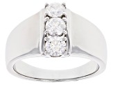 Pre-Owned Moissanite Platineve(R) 3-Stone Ring .69ctw DEW