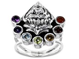 Pre-Owned Multi Stone Sterling Silver Ring 0.95ctw