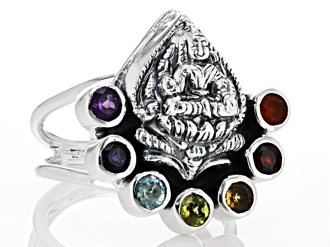 Pre-Owned Multi Stone Sterling Silver Ring 0.95ctw