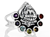 Pre-Owned Multi Stone Sterling Silver Ring 0.95ctw