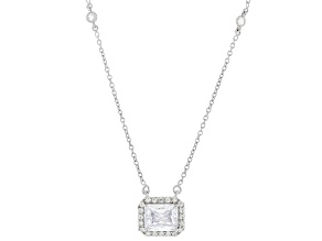 Pre-Owned White Cubic Zirconia Rhodium Over Sterling Silver Necklace 6.49ctw