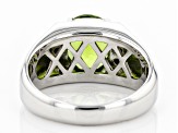 Pre-Owned Green Peridot Rhodium Over Silver Mens Ring 3.11ctw