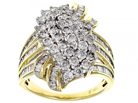 Pre-Owned White Diamond 10k Yellow Gold Cluster Ring 2.00ctw - P31884 ...