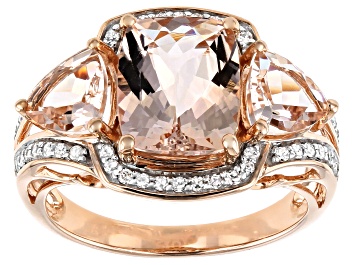 Picture of Pre-Owned Peach Morganite 10k Rose Gold Ring 3.86ctw