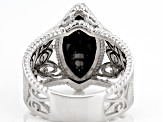 Pre-Owned Black Spinel Rhodium Over Sterling Silver Solitaire Ring 5.00ct