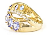 Pre-Owned Blue Tanzanite 18k Yellow Gold Over Sterling Silver Crossover Ring 2.30ctw