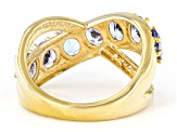 Pre-Owned Blue Tanzanite 18k Yellow Gold Over Sterling Silver Crossover Ring 2.30ctw