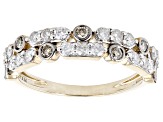 Pre-Owned White And Champagne Diamond 10k Yellow Gold Band Ring 0.65ctw