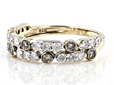 Pre-Owned White And Champagne Diamond 10k Yellow Gold Band Ring 0.65ctw