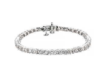 Picture of Pre-Owned White Diamond Rhodium Over Sterling Silver Tennis Bracelet 0.50ctw
