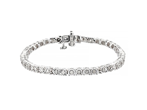 Pre-Owned White Diamond Rhodium Over Sterling Silver Tennis Bracelet 0.50ctw