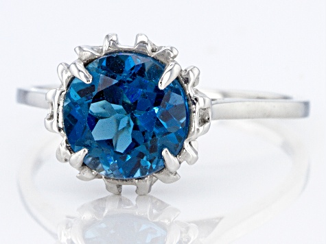 Pre-Owned London Blue Topaz Rhodium Over Sterling Silver Solitaire Ring 2.15ct