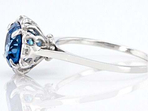 Pre-Owned London Blue Topaz Rhodium Over Sterling Silver Solitaire Ring 2.15ct