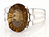 Pre-Owned Brown Smoky Quartz Rhodium Over Silver Ring 5.10ct